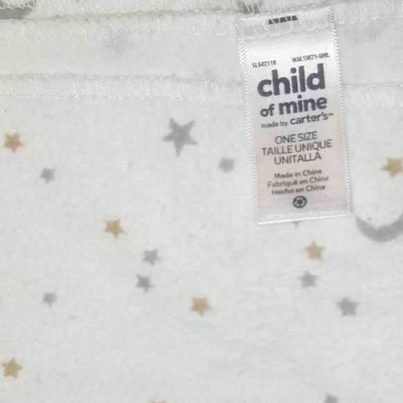 Child Of Mine Carter's Gray Gold Stars Moon Flannel Receiving Blanket 27" X 27" - Picture 4 of 4